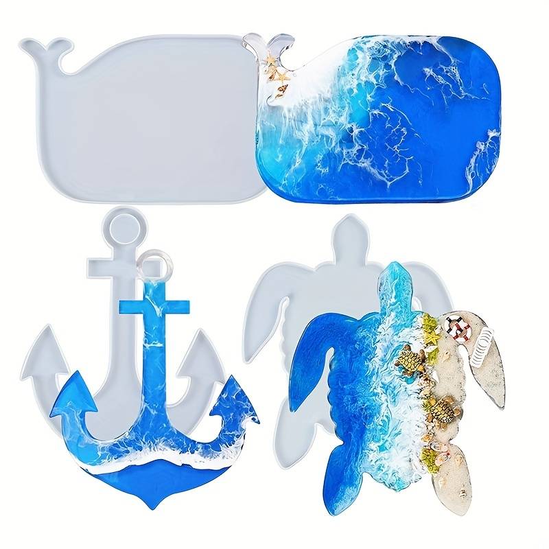 Epoxy Resin Silicone Tray Molds Turtle Whale Anchor Shape - Temu